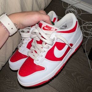 Nike Dunks Kids Red and White Sneakers